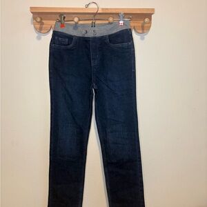 NWT Hanna Andersson Slim Straight Jeans in Dark Blue with Gray Waistband